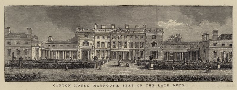 Carton House, Maynooth, siège du défunt duc (gravure) - English School