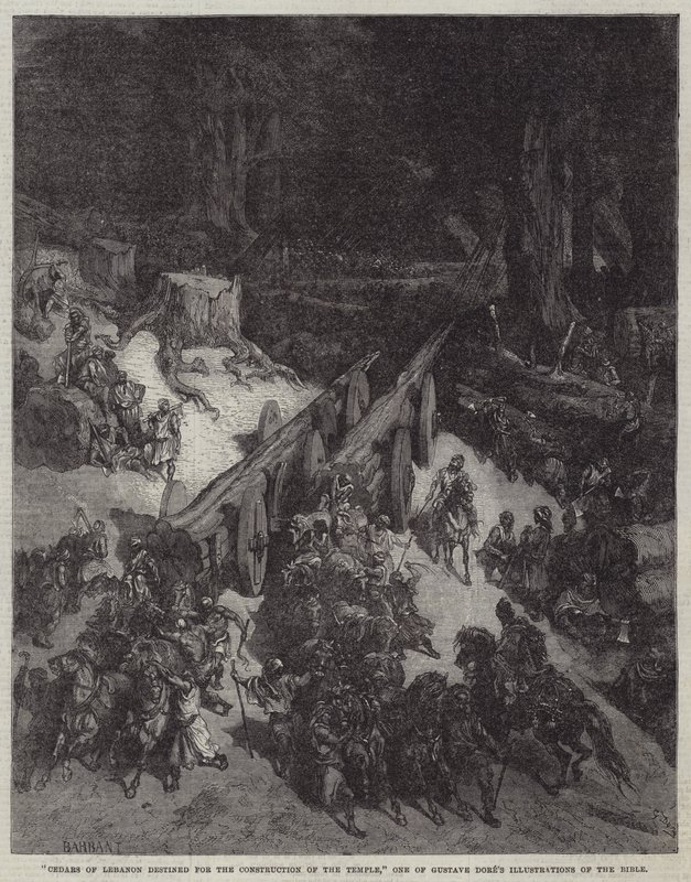 "Cèdres du Liban destinés à la Construction du Temple," Une des Illustrations de la Bible par Gustave Doré - English School