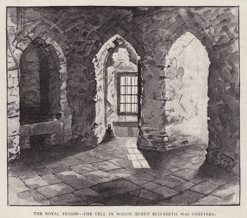 Cellule dans la Tour de Londres où la future reine Élisabeth I fut emprisonnée en 1554 pendant le règne de sa demi-sœur Marie I - English School