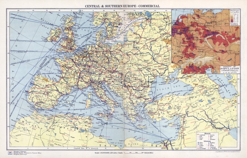 Europe centrale et méridionale, commerciale (litho en couleur) - English School