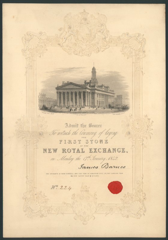 Cérémonie de pose de la première pierre de la nouvelle Bourse Royale, Londres, le 17 janvier 1842 - English School