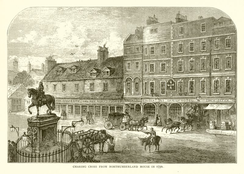 Charing Cross depuis Northumberland House en 1750 - English School
