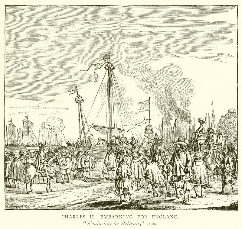 Charles II embarquant pour l