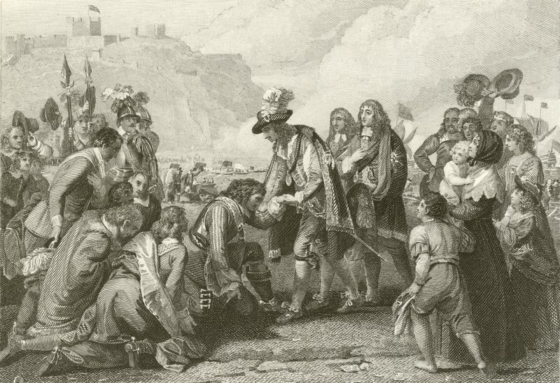 Charles II débarquant à Douvres - English School