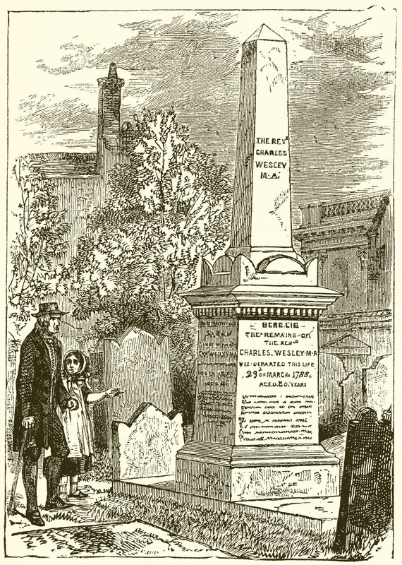 Charles Wesley, pierre tombale (gravure) - English School