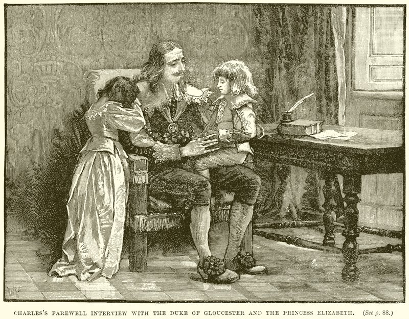 Adieux de Charles avec le duc de Gloucester et la princesse Élisabeth - English School