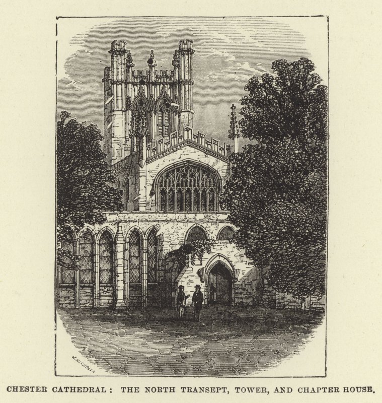 Cathédrale de Chester, transept nord, tour et salle capitulaire - English School