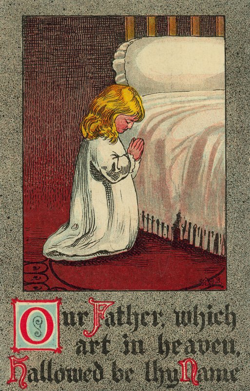 Enfant au coucher récitant le Notre Père - English School