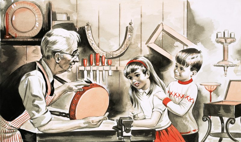 Enfants avec restaurateur de meubles - English School