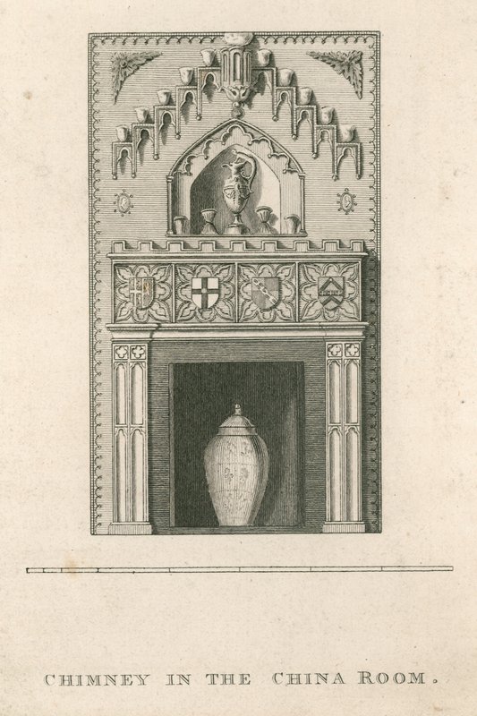 Cheminée dans la salle de Chine, Strawberry Hill, Twickenham, Londres - English School