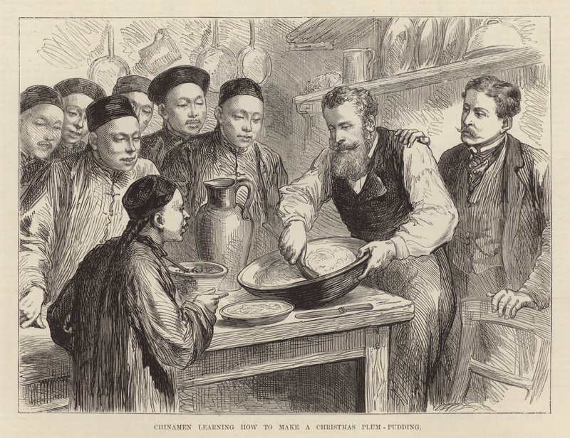 Chinois apprenant à faire un pudding de Noël aux prunes - English School