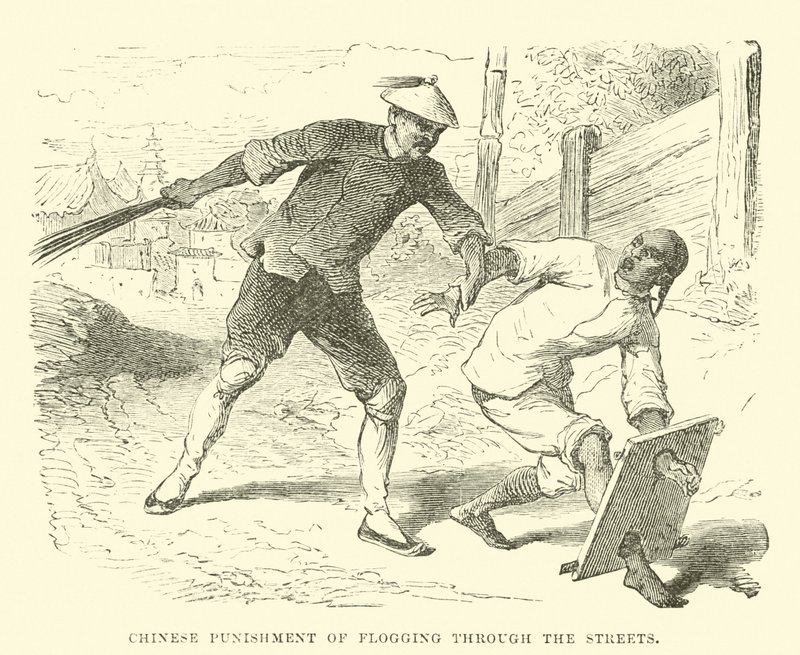 Punition chinoise de la flagellation dans les rues - English School