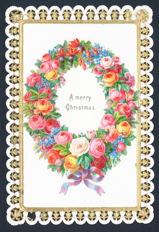 Couronne de fleurs de Noël, carte de Noël - English School