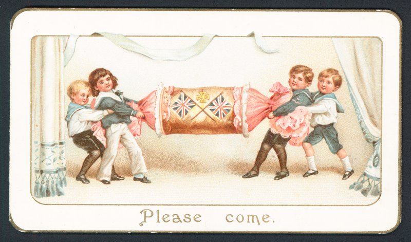 Carte de Noël avec enfants tirant un pétard - English School