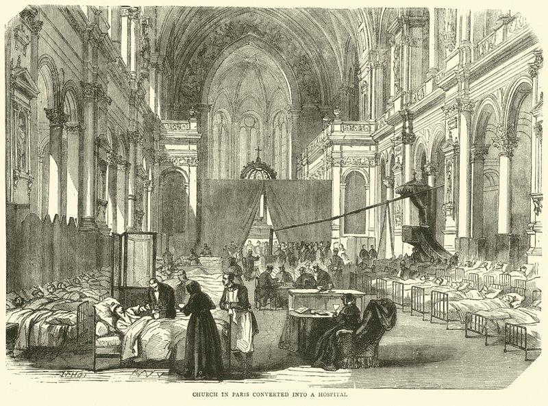 Église à Paris convertie en hôpital, novembre 1870 - English School