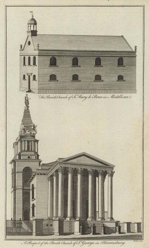 Église St Marylebone à Middlesex et Église St George à Bloomsbury, Londres - English School