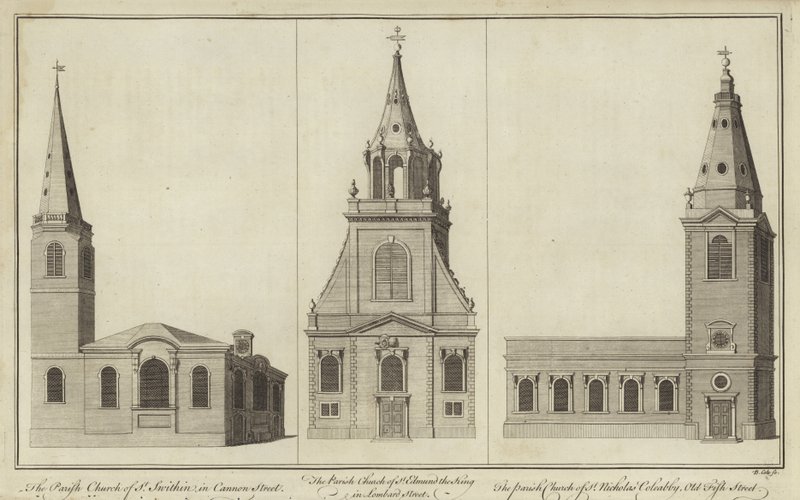 Églises de St Swithin, Cannon Street, St Edmund the King, Lombard Street et St Nicholas Cole Abbey, Old Fish Street - English School