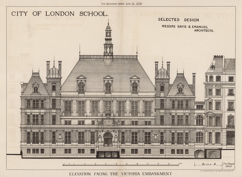 City of London School ; élévation face à l