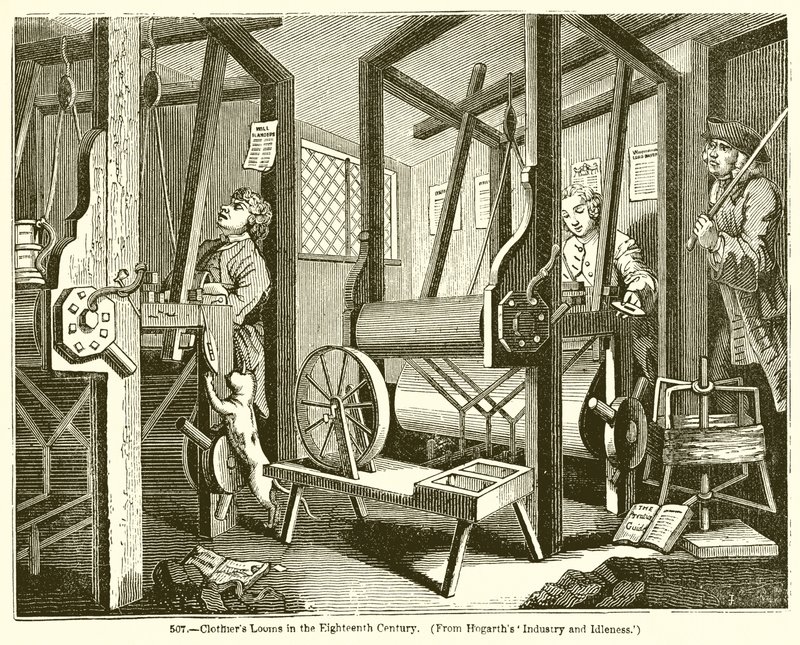 Métiers à tisser des drapiers au XVIIIe siècle - English School