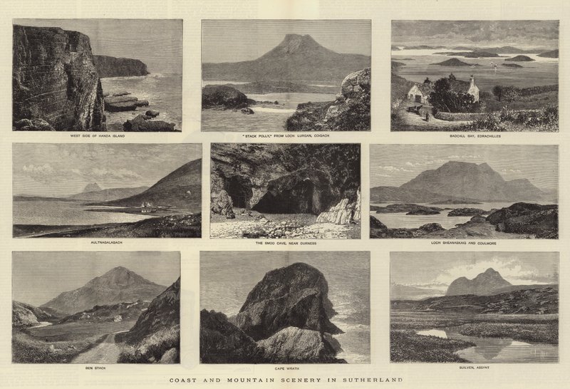 Paysages côtiers et montagneux dans le Sutherland - English School
