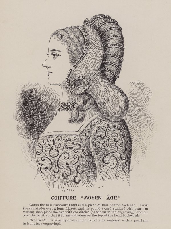 Coiffure "Moyen Age" (engraving) - English School