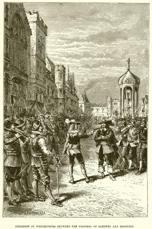 Collision à Westminster entre les soldats de Lambert et Haselrig - English School
