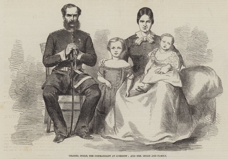 Colonel Inglis, le commandant à Lucknow, et Mme Inglis et famille - English School