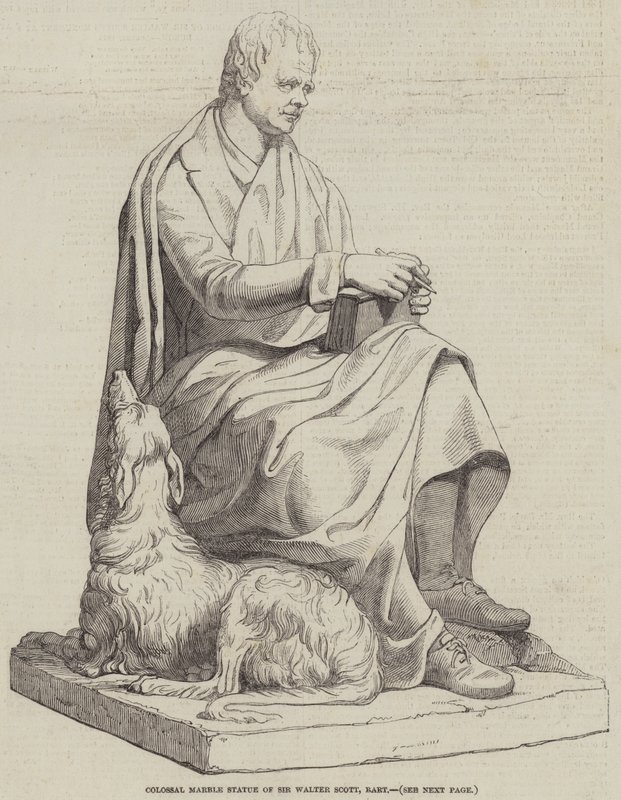 Statue colossale en marbre de Sir Walter Scott, baronnet (gravure) - English School