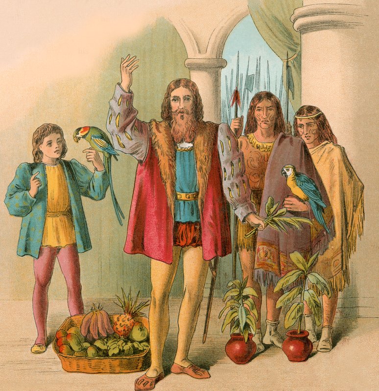 Colomb décrivant le Nouveau Monde - English School