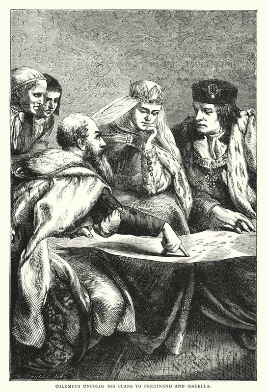 Colomb présente ses plans à Ferdinand et Isabelle - English School