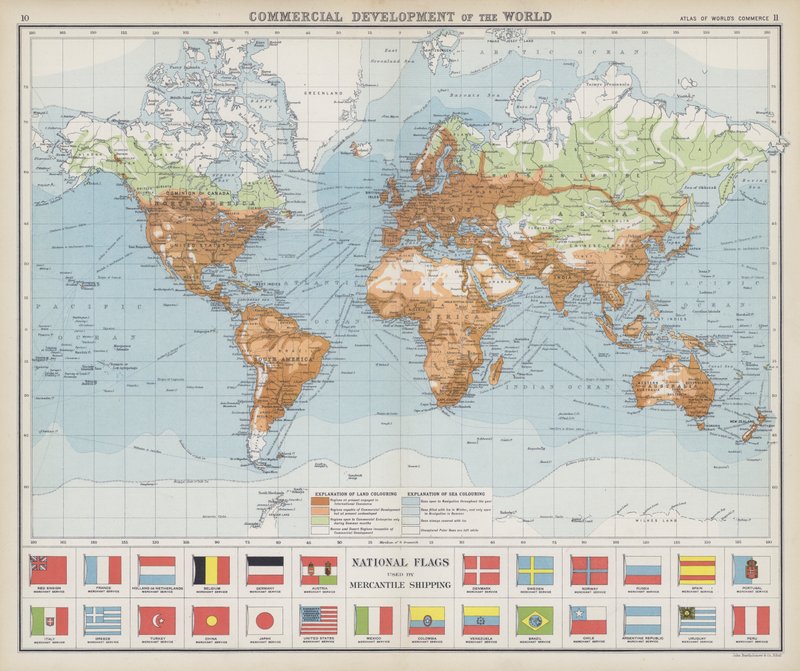 Développement commercial du monde, Drapeaux nationaux utilisés par la marine marchande - English School