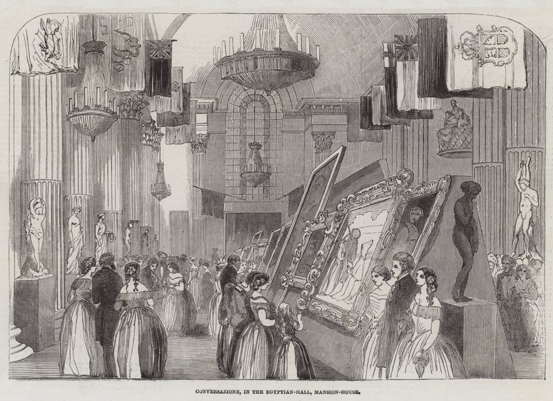Conversazione, dans la salle égyptienne, Mansion House (gravure) - English School