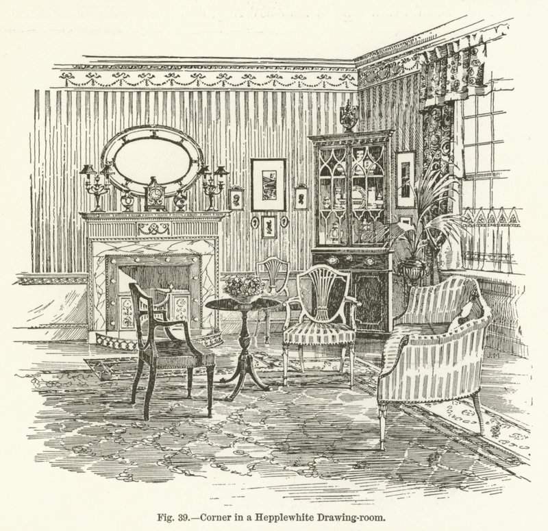 Coin dans un salon Hepplewhite - English School