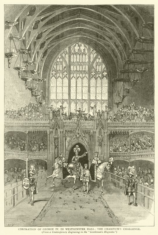 Couronnement de George IV dans Westminster Hall, le défi du champion, d