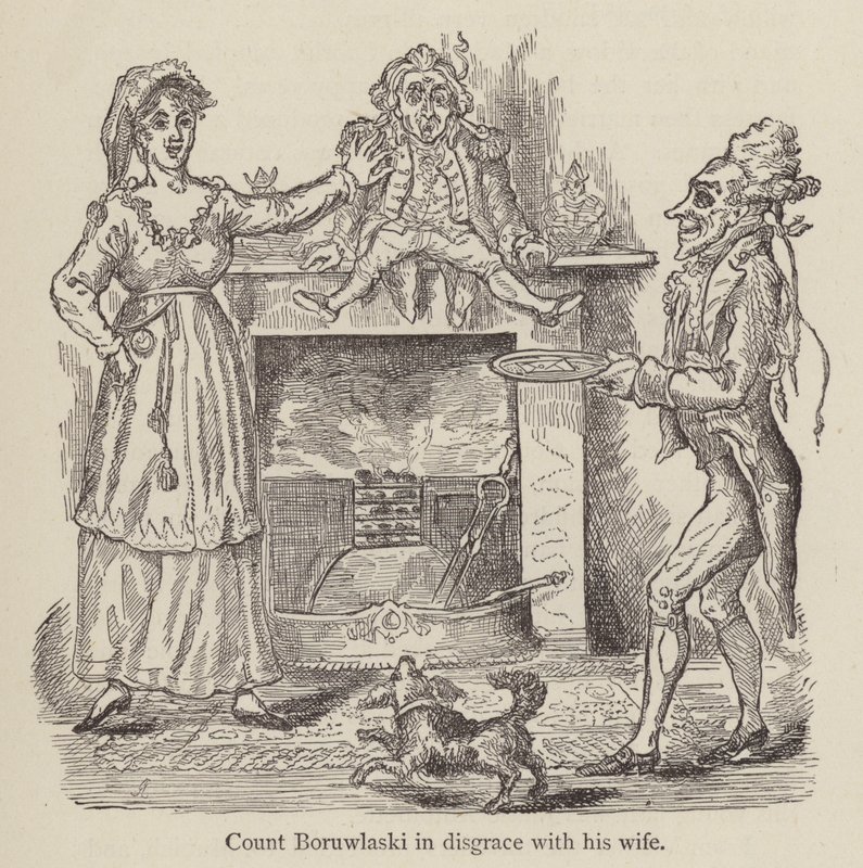 Le comte Boruwlaski en disgrâce avec sa femme (gravure) - English School