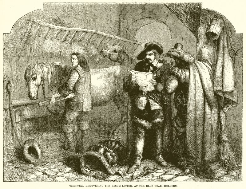 Cromwell découvrant la lettre du roi, au Blue Boar, Holborn - English School