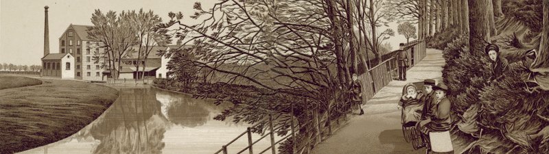 Croydon : Chemin de bride vers Beddington par la rivière Wandle, Waddon Mills - English School