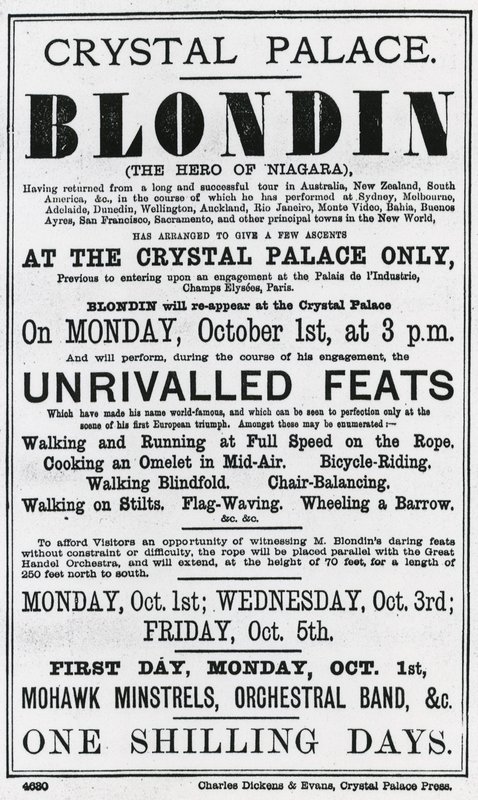 Crystal Palace. Blondin. Le Héros du Niagara - English School