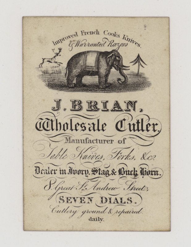 Coutelier, J Brian, carte de visite - English School