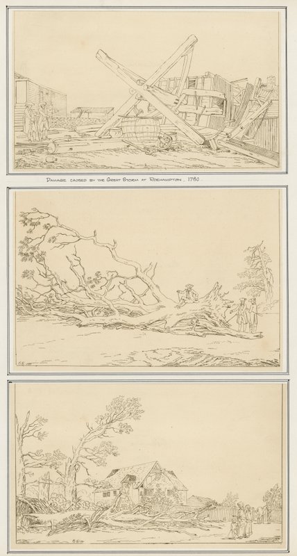 Dégâts causés par la grande tempête à Roehampton, 1780 - English School