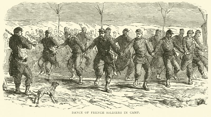 Danse des soldats français dans le camp, novembre 1870 - English School