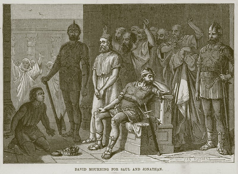 David pleurant Saül et Jonathan, illustration de La Bible de l