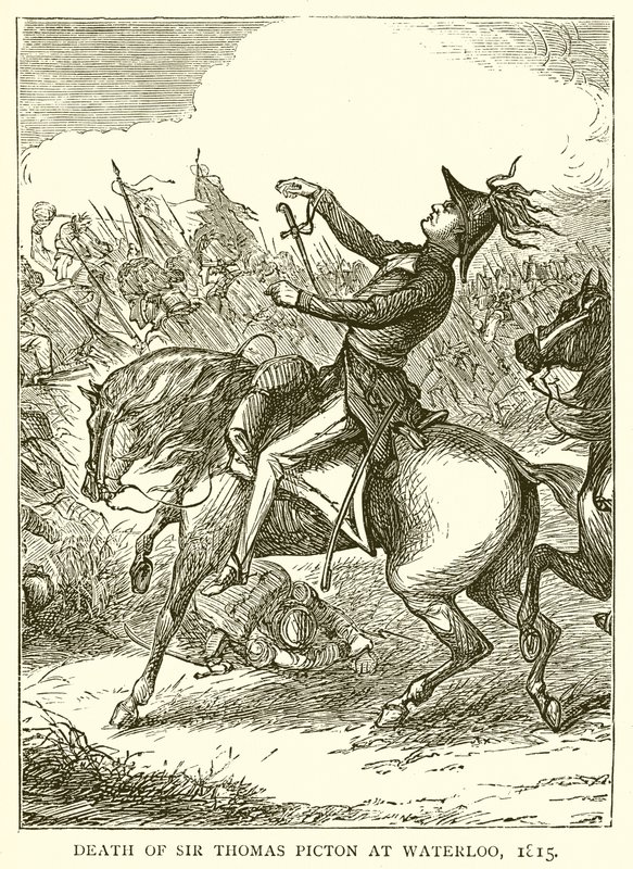 Mort de Sir Thomas Picton à Waterloo, 1815 - English School