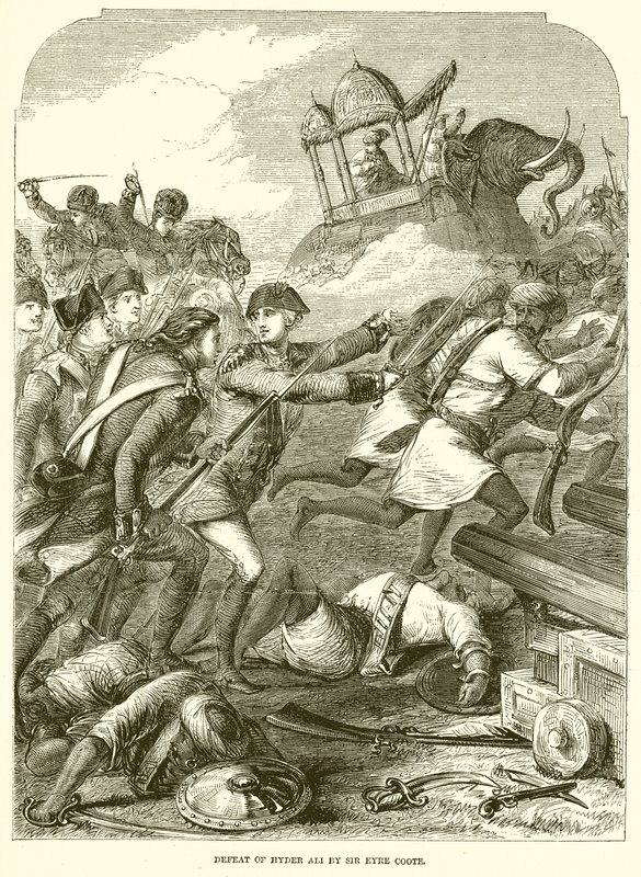 Défaite de Hyder Ali par Sir Eyre Coote - English School