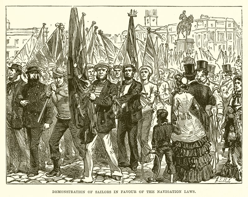 Démonstration de marins en faveur des lois de navigation - English School