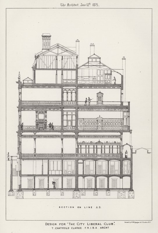Projet pour "The City Liberal Club" (gravure) - English School
