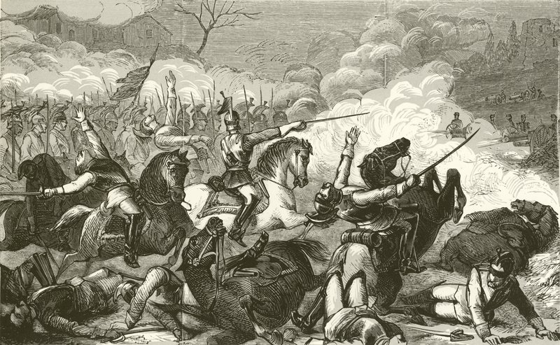Destruction des cuirassiers du comte de Bismarck par la mitrailleuse - English School