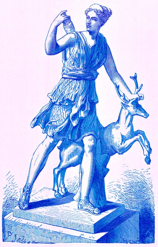 Diane avec la biche, illustration de History of Rome par Victor Duruy, publiée en 1884 - English School