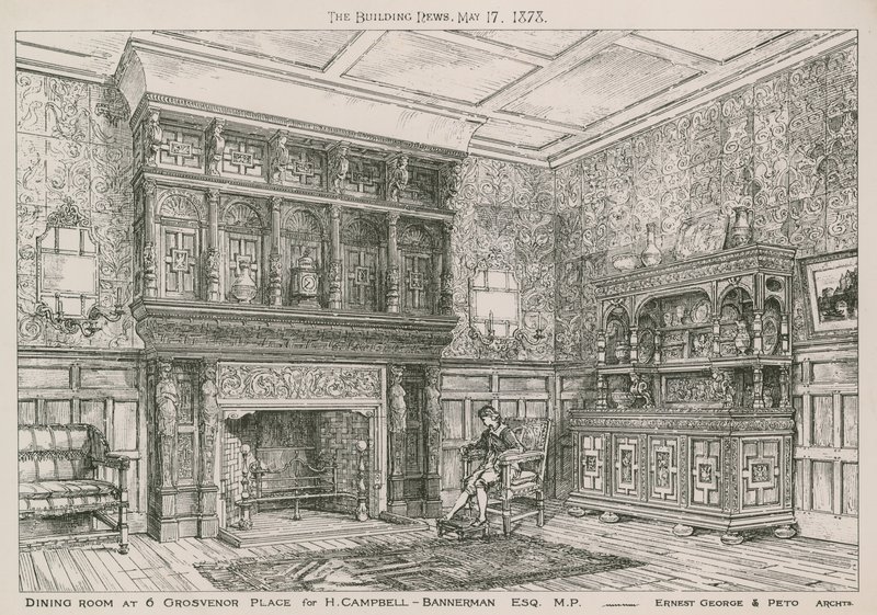 Salle à manger au 6 Grosvenor Place pour H Campbell-Bannerman, MP - English School