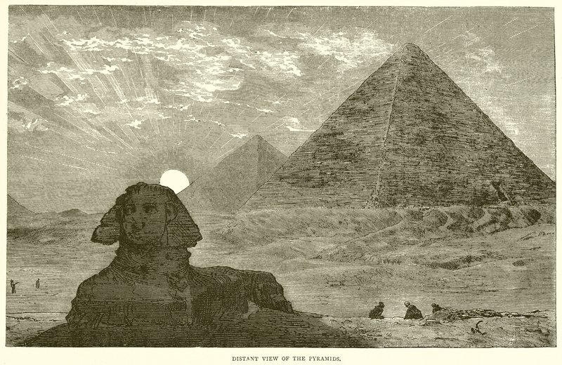 Vue lointaine des pyramides - English School